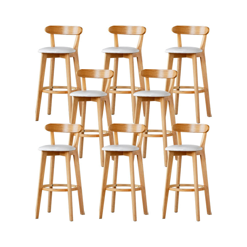 Nordic Solid Wood Bar Stools Upholstered Indoor Bar Stool with Natural Base