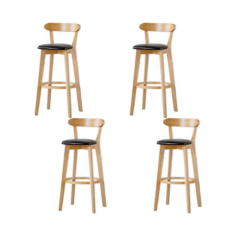 Nordic Solid Wood Bar Stools Upholstered Indoor Bar Stool with Natural Base