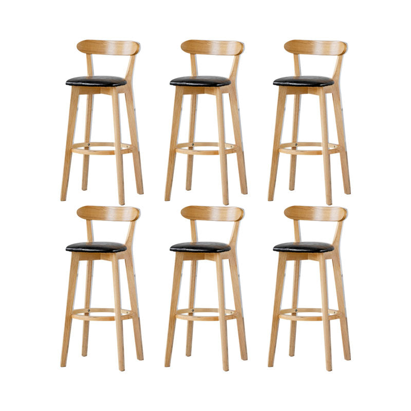 Nordic Solid Wood Bar Stools Upholstered Indoor Bar Stool with Natural Base