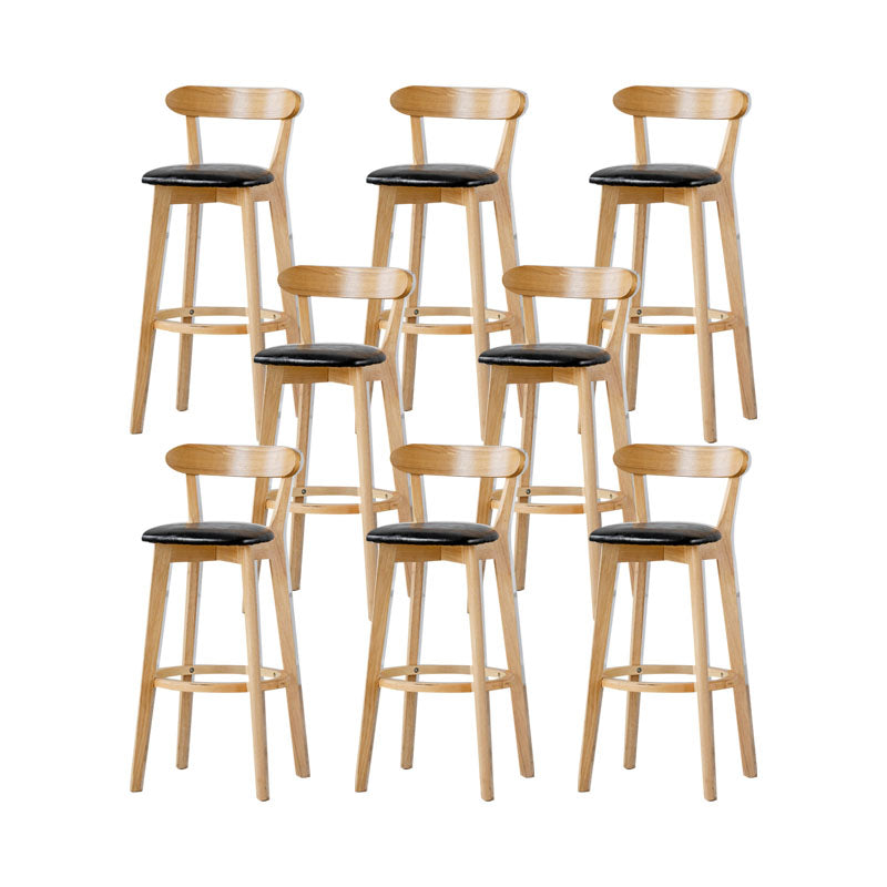Nordic Solid Wood Bar Stools Upholstered Indoor Bar Stool with Natural Base
