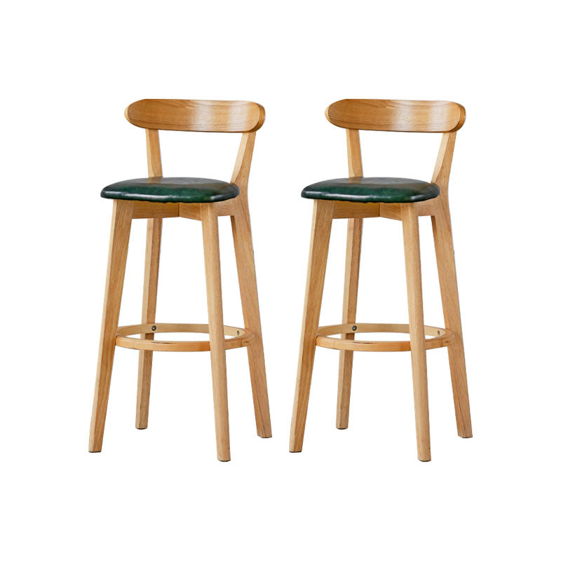 Nordic Solid Wood Bar Stools Upholstered Indoor Bar Stool with Natural Base