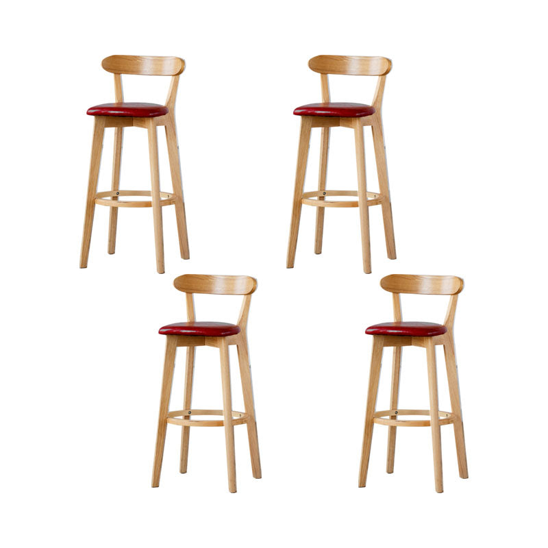 Nordic Solid Wood Bar Stools Upholstered Indoor Bar Stool with Natural Base