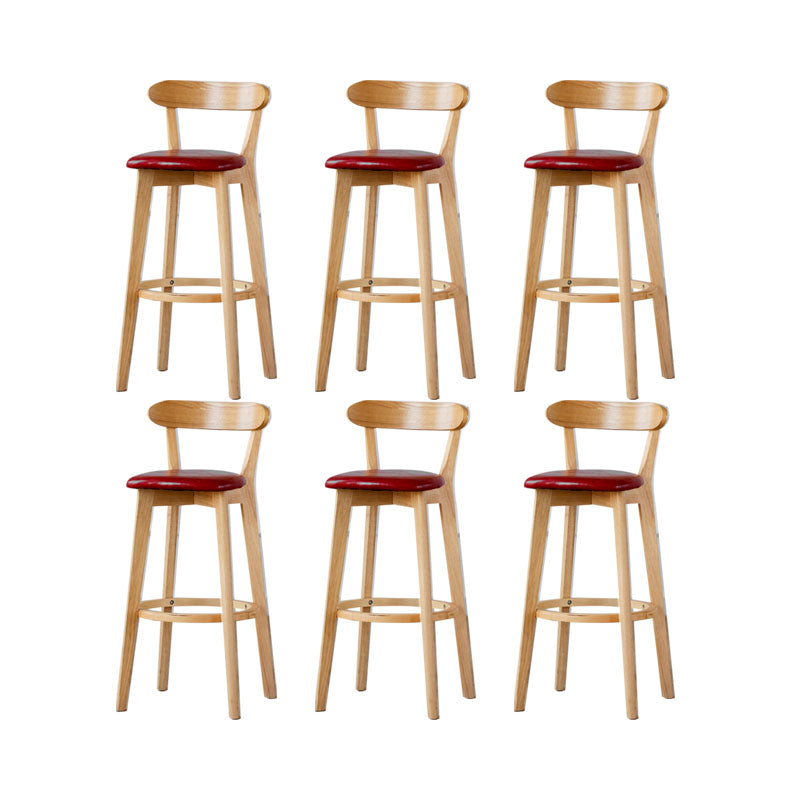 Nordic Solid Wood Bar Stools Upholstered Indoor Bar Stool with Natural Base