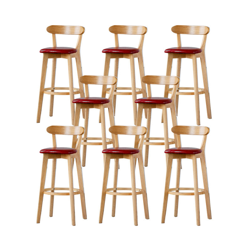 Nordic Solid Wood Bar Stools Upholstered Indoor Bar Stool with Natural Base