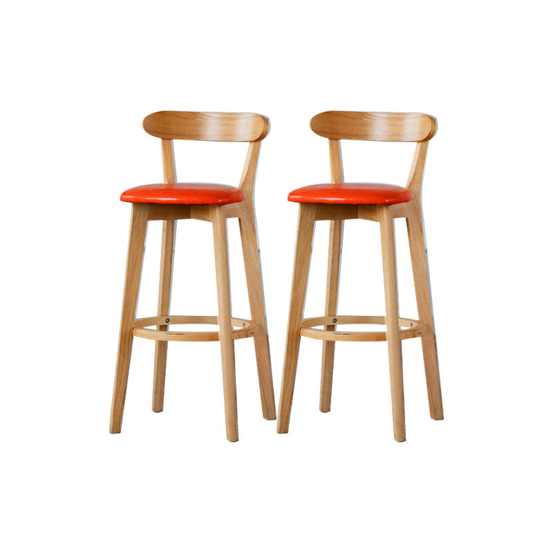 Nordic Solid Wood Bar Stools Upholstered Indoor Bar Stool with Natural Base
