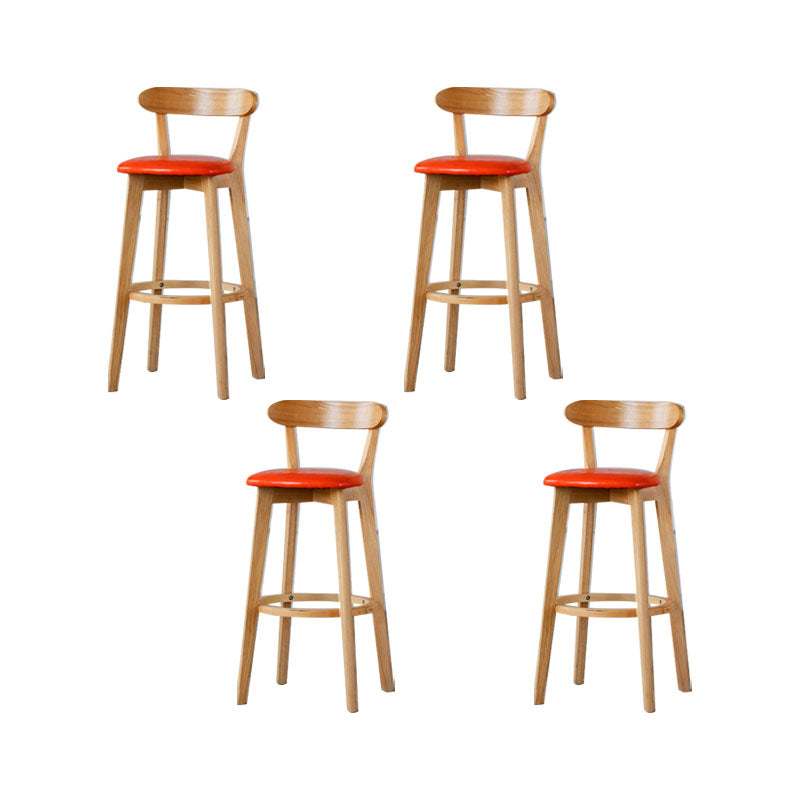 Nordic Solid Wood Bar Stools Upholstered Indoor Bar Stool with Natural Base