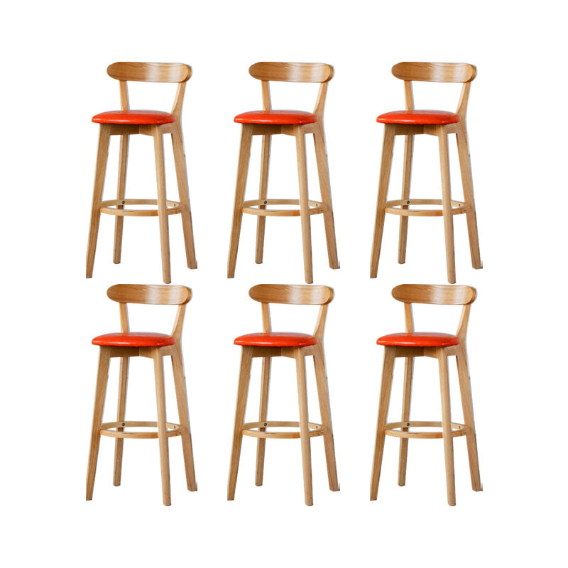 Nordic Solid Wood Bar Stools Upholstered Indoor Bar Stool with Natural Base