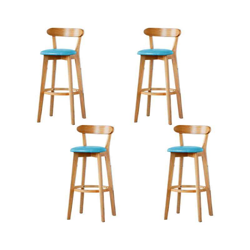 Nordic Solid Wood Bar Stools Upholstered Indoor Bar Stool with Natural Base