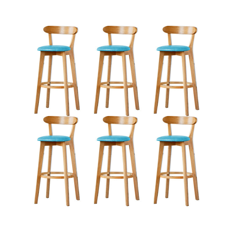 Nordic Solid Wood Bar Stools Upholstered Indoor Bar Stool with Natural Base