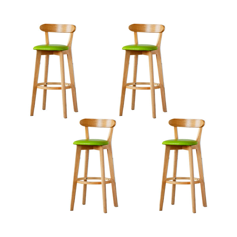 Nordic Solid Wood Bar Stools Upholstered Indoor Bar Stool with Natural Base