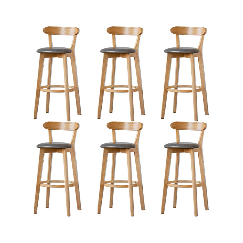 Nordic Solid Wood Bar Stools Upholstered Indoor Bar Stool with Natural Base