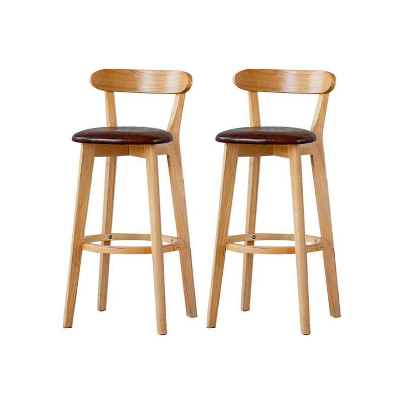 Nordic Solid Wood Bar Stools Upholstered Indoor Bar Stool with Natural Base