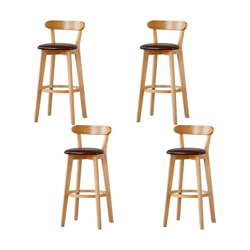 Nordic Solid Wood Bar Stools Upholstered Indoor Bar Stool with Natural Base