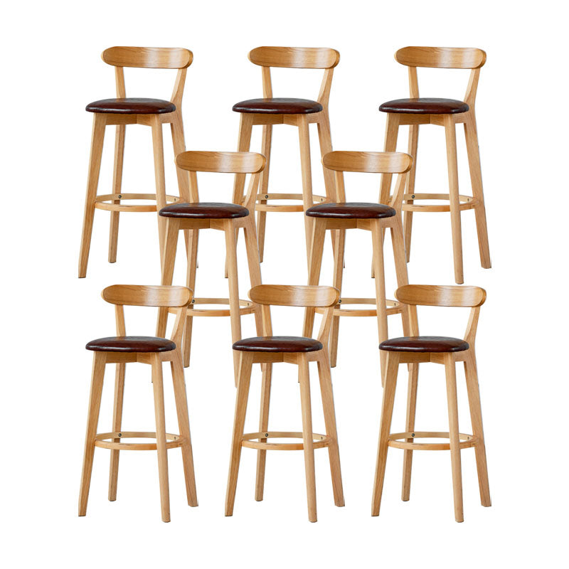 Nordic Solid Wood Bar Stools Upholstered Indoor Bar Stool with Natural Base