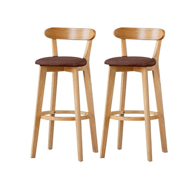 Nordic Solid Wood Bar Stools Upholstered Indoor Bar Stool with Natural Base