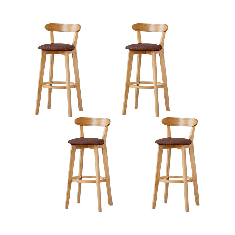 Nordic Solid Wood Bar Stools Upholstered Indoor Bar Stool with Natural Base