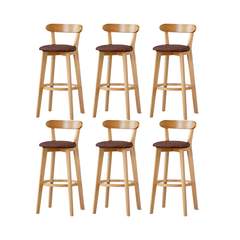 Nordic Solid Wood Bar Stools Upholstered Indoor Bar Stool with Natural Base