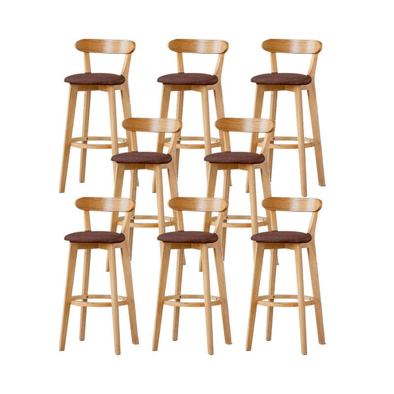 Nordic Solid Wood Bar Stools Upholstered Indoor Bar Stool with Natural Base