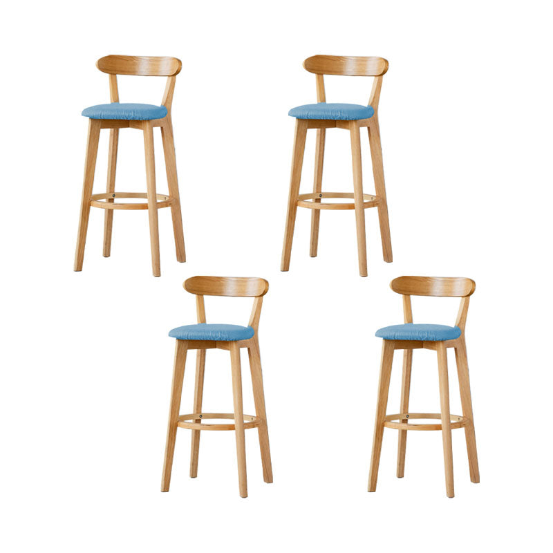Nordic Solid Wood Bar Stools Upholstered Indoor Bar Stool with Natural Base