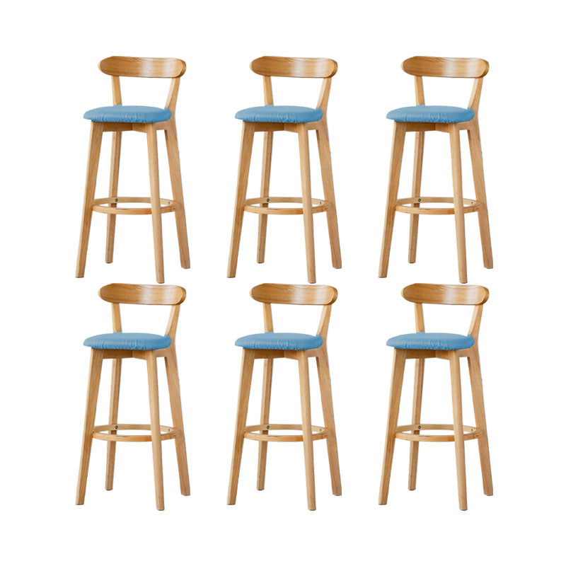 Nordic Solid Wood Bar Stools Upholstered Indoor Bar Stool with Natural Base