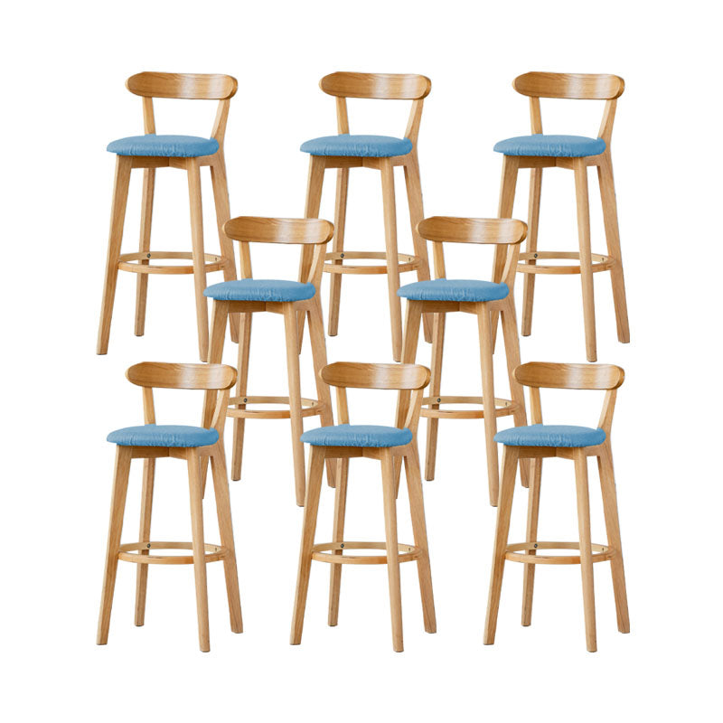 Nordic Solid Wood Bar Stools Upholstered Indoor Bar Stool with Natural Base