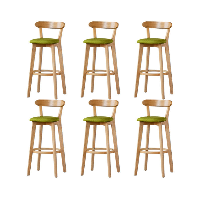 Nordic Solid Wood Bar Stools Upholstered Indoor Bar Stool with Natural Base