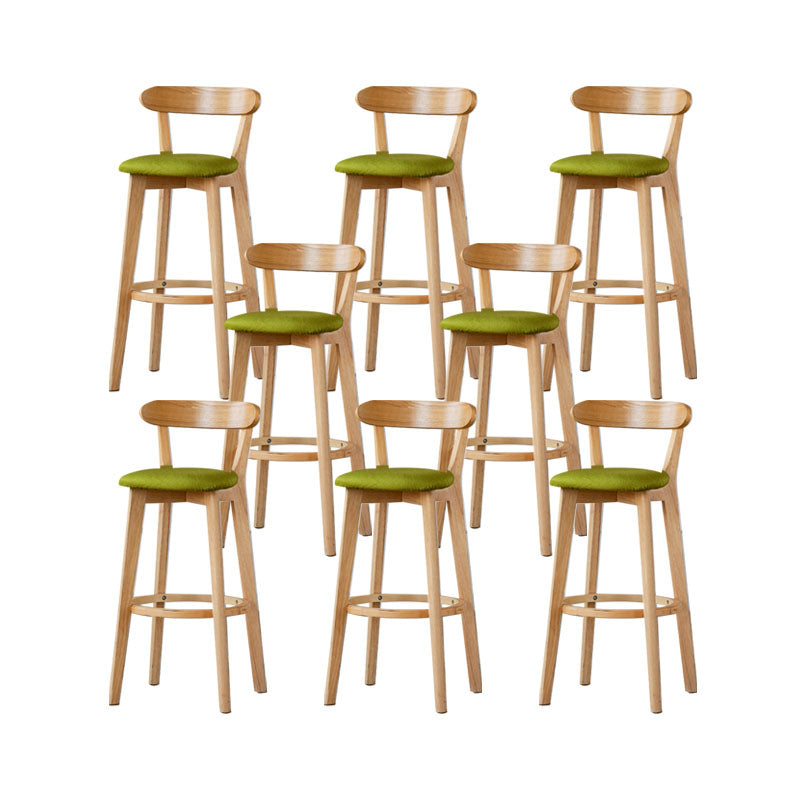 Nordic Solid Wood Bar Stools Upholstered Indoor Bar Stool with Natural Base