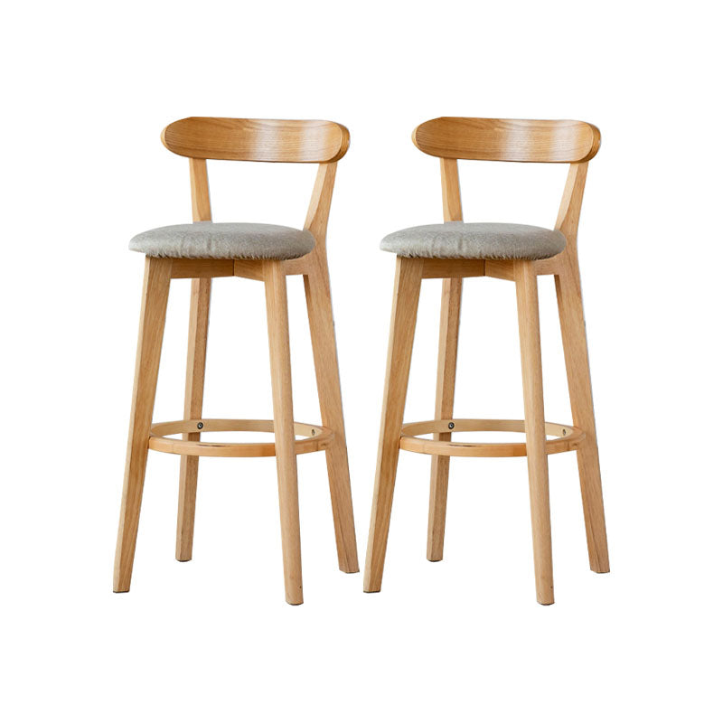 Nordic Solid Wood Bar Stools Upholstered Indoor Bar Stool with Natural Base