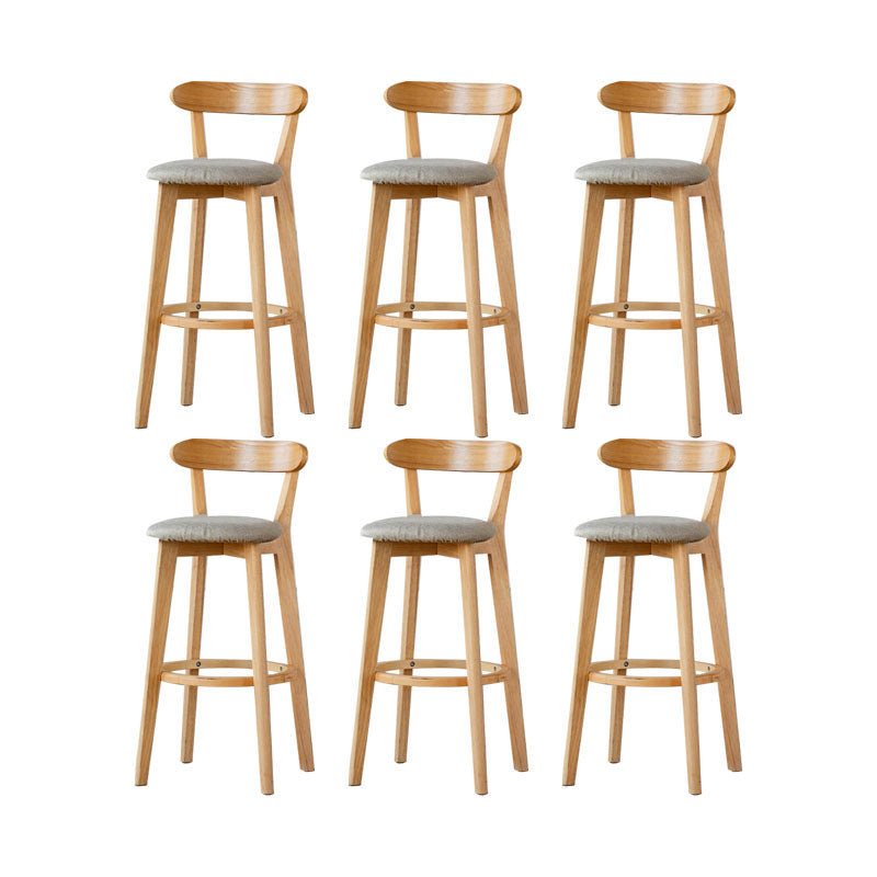 Nordic Solid Wood Bar Stools Upholstered Indoor Bar Stool with Natural Base