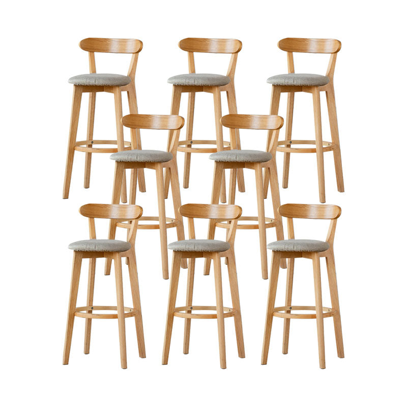 Nordic Solid Wood Bar Stools Upholstered Indoor Bar Stool with Natural Base