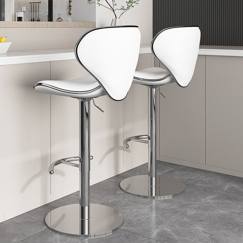 Glam Style Upholstered Bar Stools Swivel Adjustable Height Bar Stool with Chrome Base