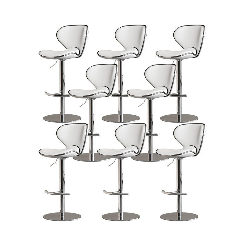 Glam Style Upholstered Bar Stools Swivel Adjustable Height Bar Stool with Chrome Base