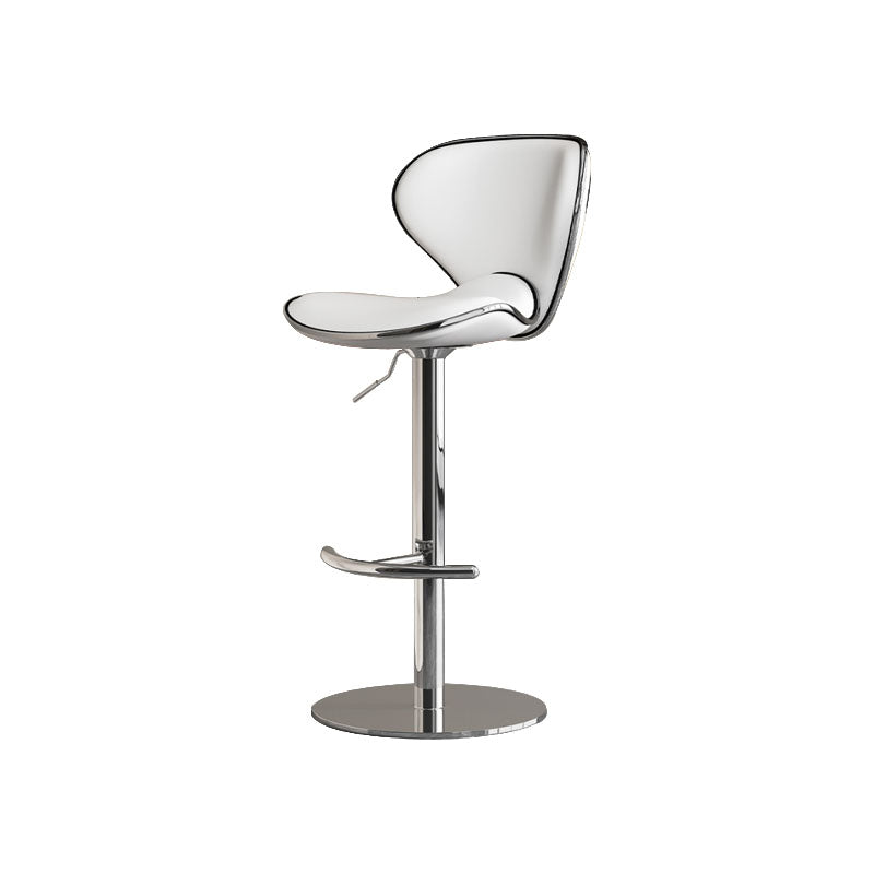 Glam Style Upholstered Bar Stools Swivel Adjustable Height Bar Stool with Chrome Base