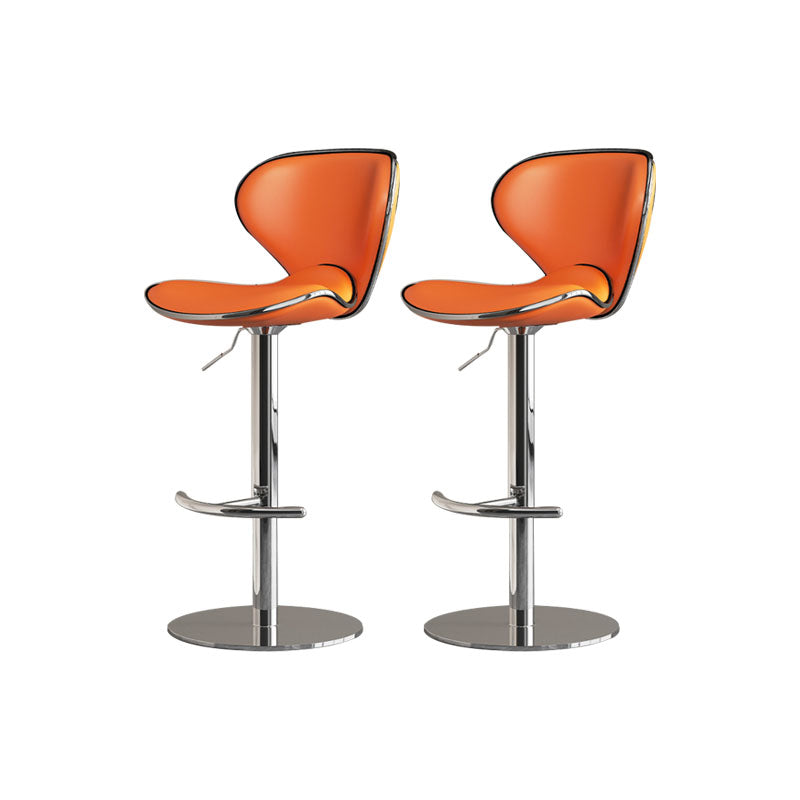 Glam Style Upholstered Bar Stools Swivel Adjustable Height Bar Stool with Chrome Base