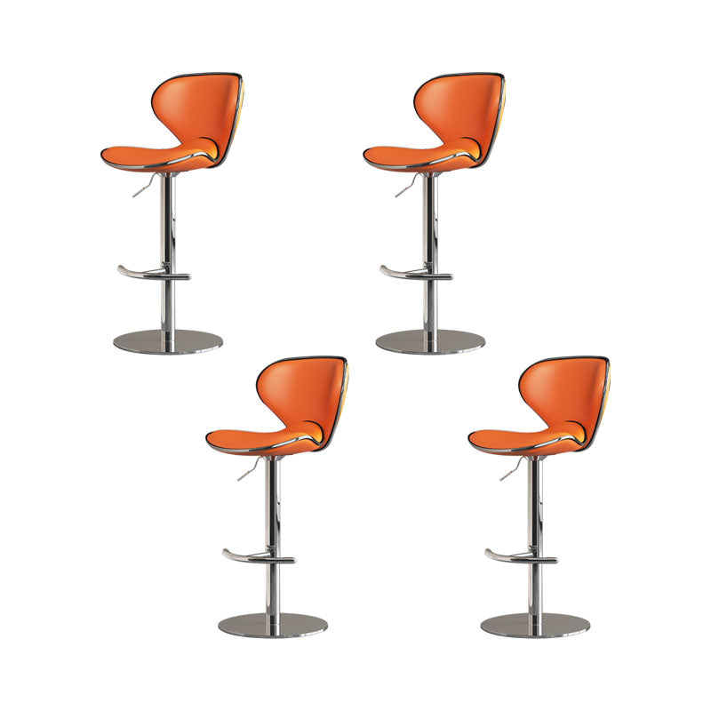 Glam Style Upholstered Bar Stools Swivel Adjustable Height Bar Stool with Chrome Base