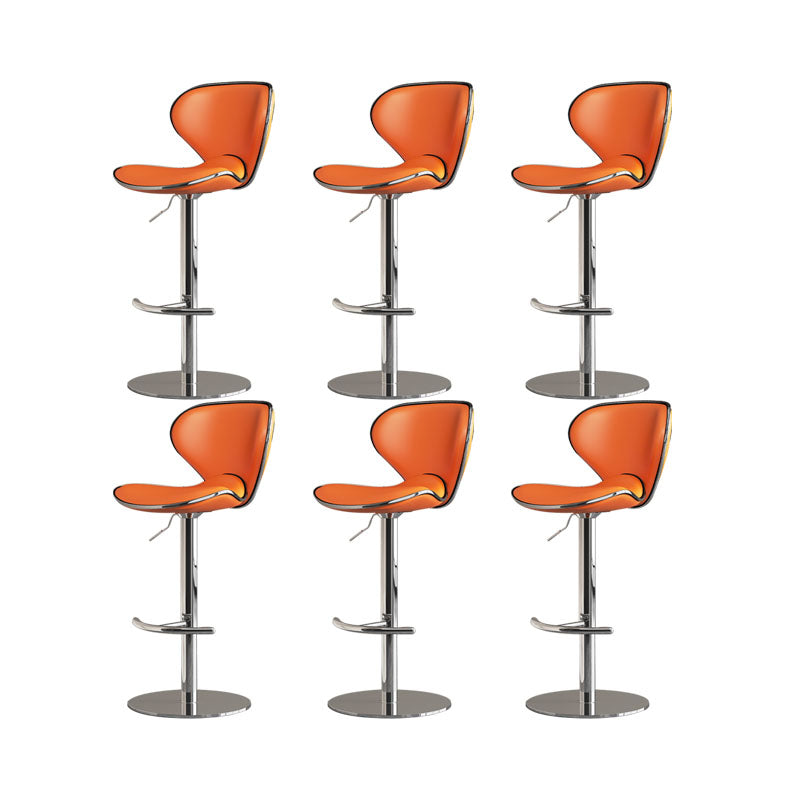 Glam Style Upholstered Bar Stools Swivel Adjustable Height Bar Stool with Chrome Base