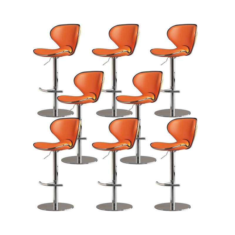 Glam Style Upholstered Bar Stools Swivel Adjustable Height Bar Stool with Chrome Base