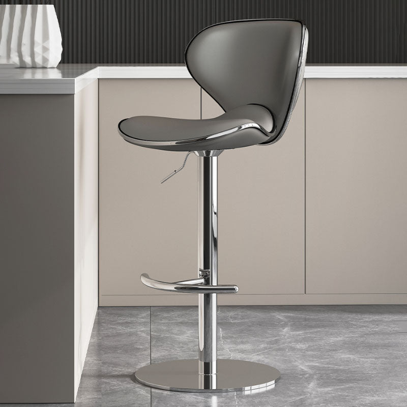 Glam Style Upholstered Bar Stools Swivel Adjustable Height Bar Stool with Chrome Base