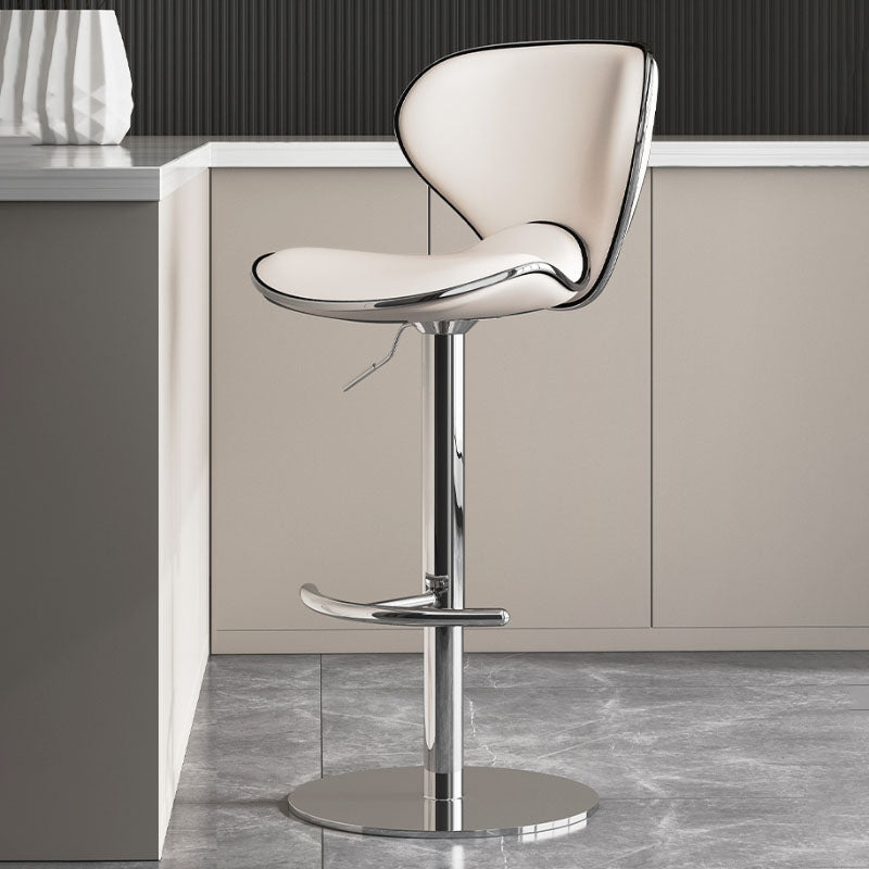 Glam Style Upholstered Bar Stools Swivel Adjustable Height Bar Stool with Chrome Base