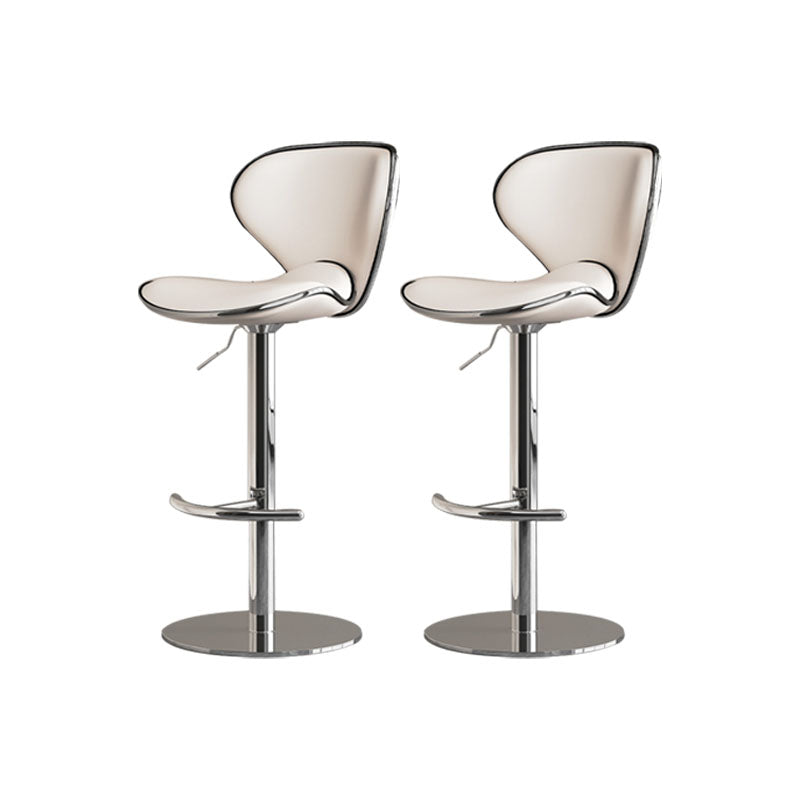 Glam Style Upholstered Bar Stools Swivel Adjustable Height Bar Stool with Chrome Base