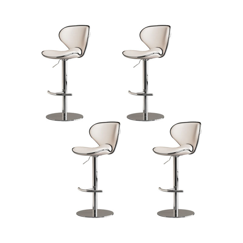 Glam Style Upholstered Bar Stools Swivel Adjustable Height Bar Stool with Chrome Base