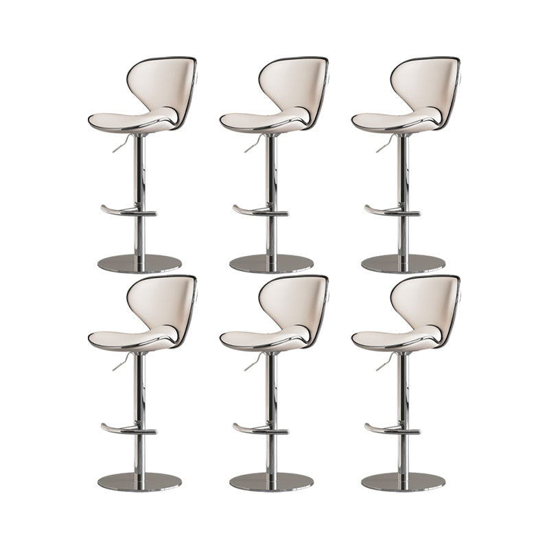 Glam Style Upholstered Bar Stools Swivel Adjustable Height Bar Stool with Chrome Base