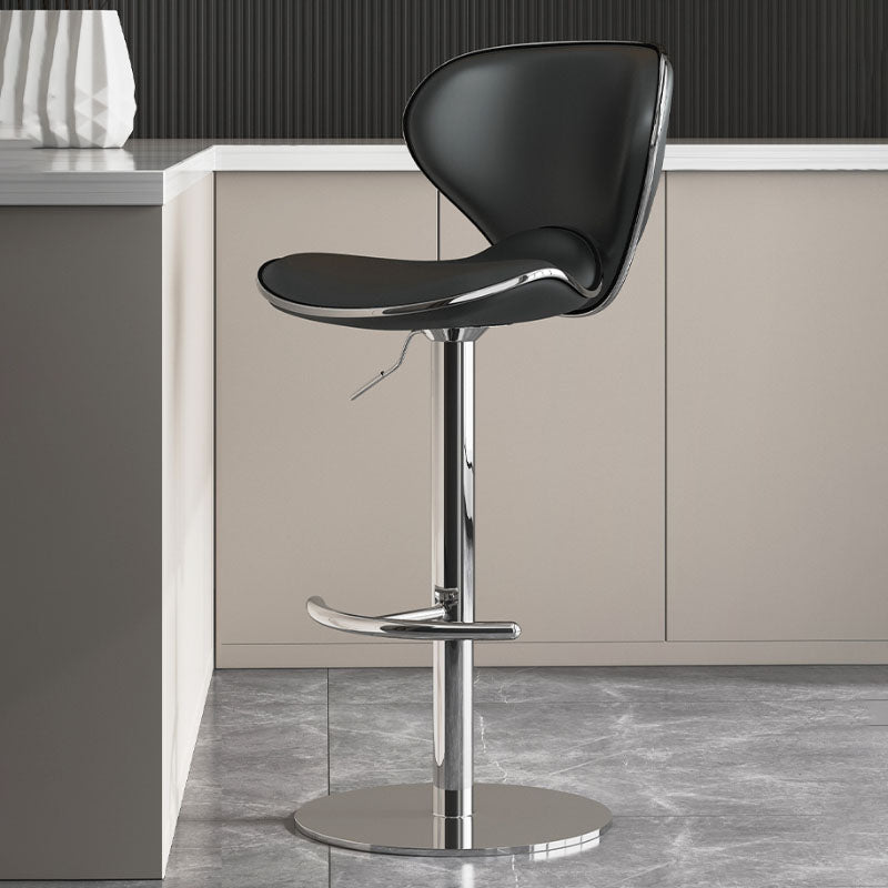 Glam Style Upholstered Bar Stools Swivel Adjustable Height Bar Stool with Chrome Base