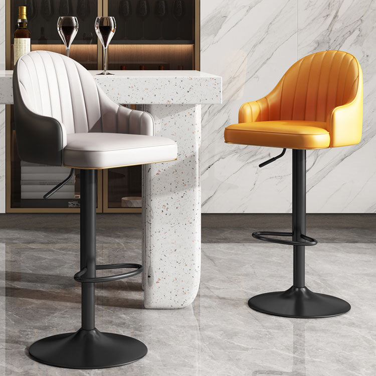 Glam Style Faux Leather Bar Stools Swivel Adjustable Height Bar Stool