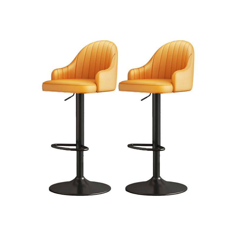 Glam Style Faux Leather Bar Stools Swivel Adjustable Height Bar Stool