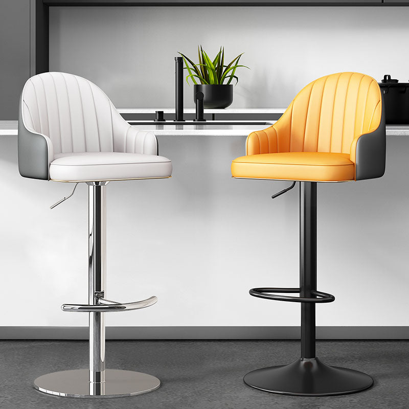 Glam Style Faux Leather Bar Stools Swivel Adjustable Height Bar Stool