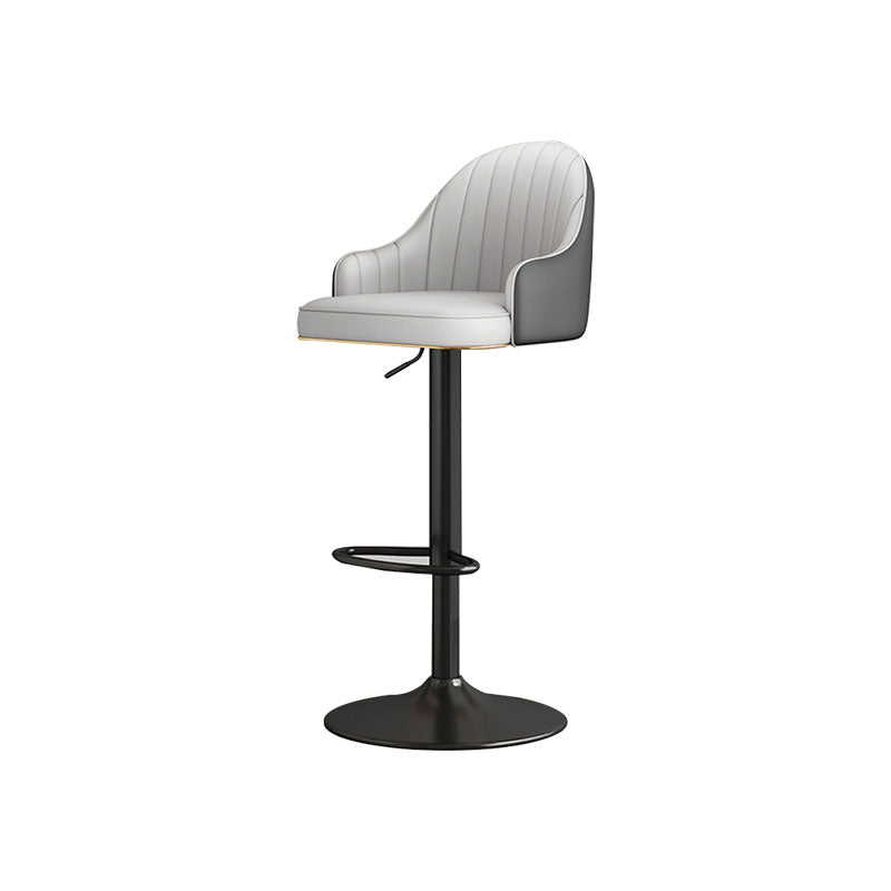 Glam Style Faux Leather Bar Stools Swivel Adjustable Height Bar Stool