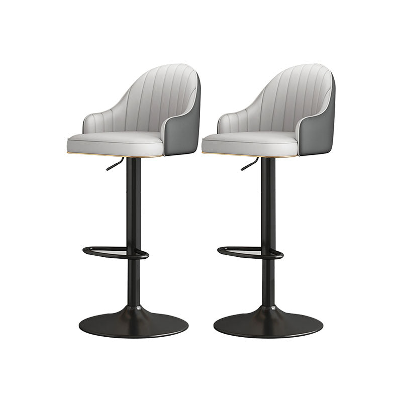 Glam Style Faux Leather Bar Stools Swivel Adjustable Height Bar Stool