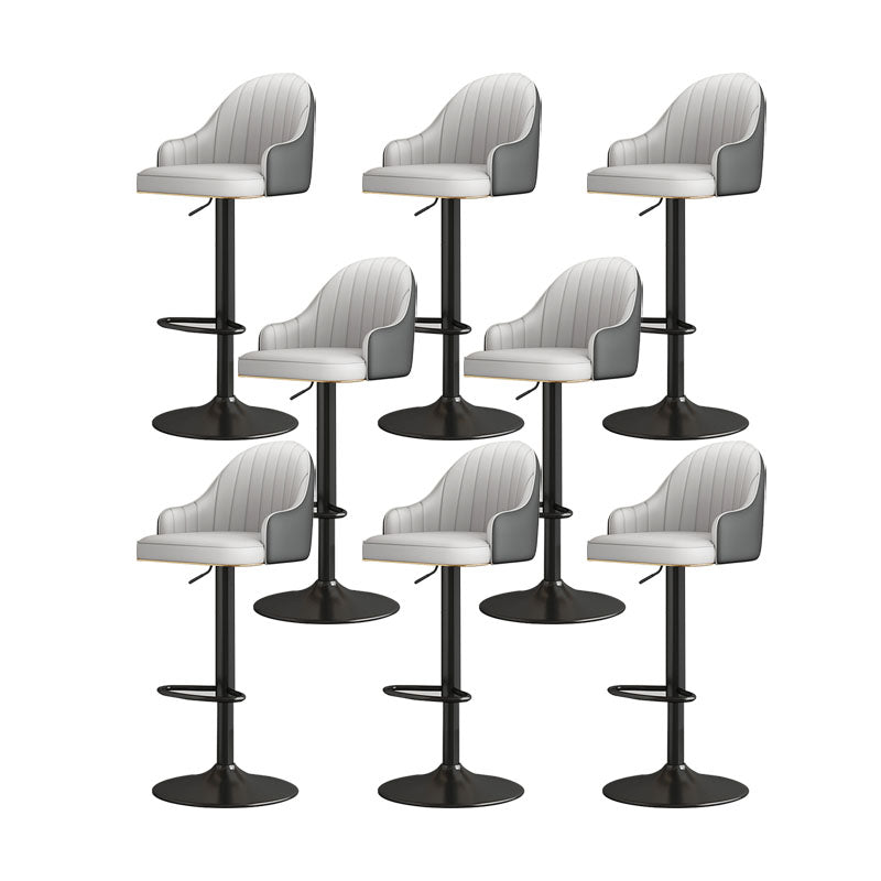 Glam Style Faux Leather Bar Stools Swivel Adjustable Height Bar Stool