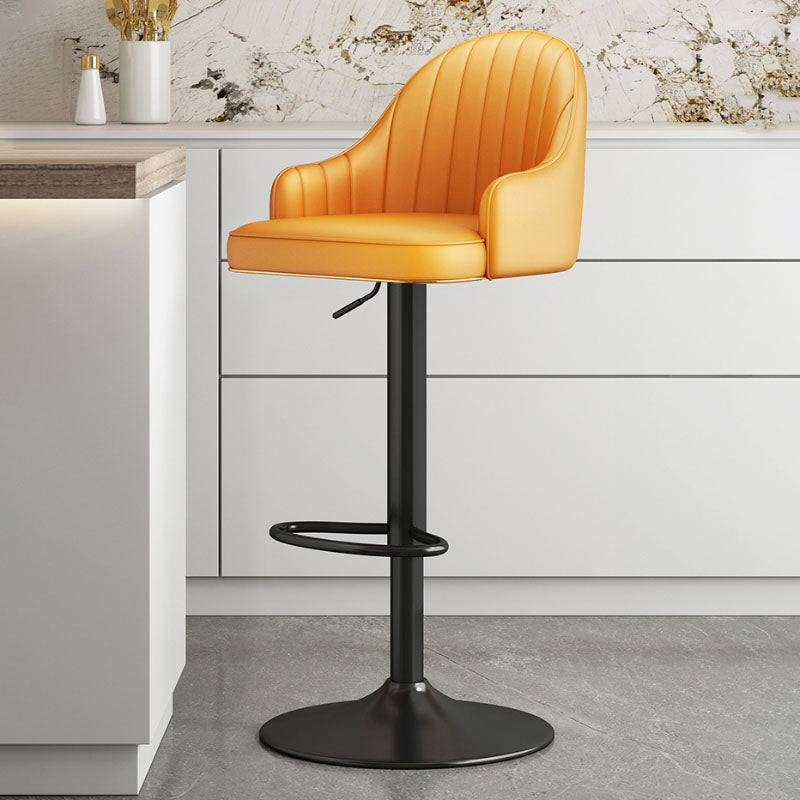 Glam Style Faux Leather Bar Stools Swivel Adjustable Height Bar Stool